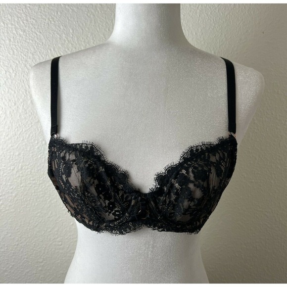 Victoria's Secret Other - Victoria's Secret 'Very Sexy' Unlined Demi‎ Bra Black Nude Lace Sz 34B
